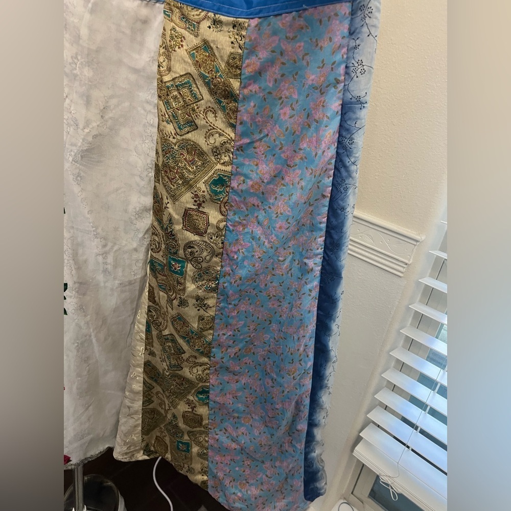 Boho Patchwork Reversible Wrap Skirt โ 100% Rayon โ Made in India - Picture 3 of 13